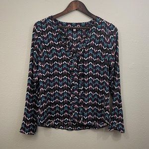 Candie's Sz S Junior's Purple Tuxedo Ruffle Crepe Shirt